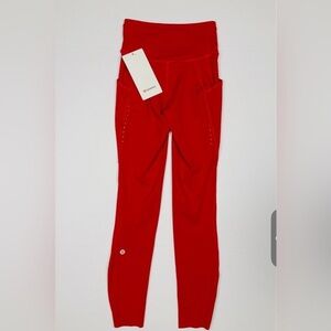 NEW Lululemon Fast & Free High Rise Tight 25" *Pockets Dark Red Size 2